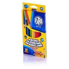 Creioane colorate acuarela + o pensula, 12culori/set, S312110004 Astra