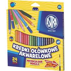 Creioane colorate acuarela + o pensula, 24culori/set, S312110005 Astra