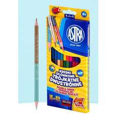 Creioane bicolor 24culori+ascutitoare, 12bucati/set, S312113001, Astra