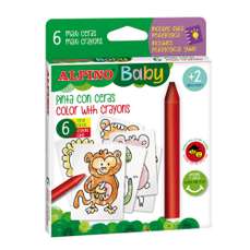 Creioane colorate cerate 6culori/set+6 carduri cu animale, MS-DA002006 Baby ALPINO