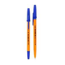 Pix cu capac, albastru, corp portocaliu, varf 0,7mm, DLEQ6S-BL Deli