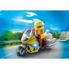 Motocicleta galbena cu lumini, City Life Playmobil