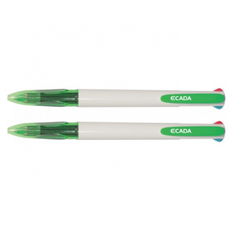 Pix retractabil, 4 culori, corp alb/verde, varf 0,7mm, 83301 Ecada