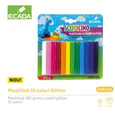 Plastilina 12 culori/set glitter, 84012G Ecada