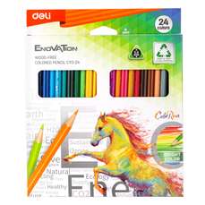 Creioane colorate plastic 24culori/set, Deli DLEC113-24