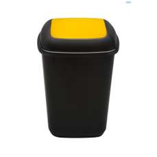 Cos plastic pentru gunoi, colectare selectiva, negru/galben, 28L, Quatro Plafor
