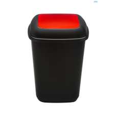 Cos plastic pentru gunoi, colectare selectiva, negru/rosu, 28L, Quatro Plafor