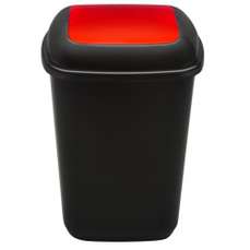Cos plastic pentru gunoi, colectare selectiva, negru/rosu, 45L, Quatro Plafor