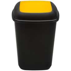 Cos plastic pentru gunoi, colectare selectiva, negru/galben, 90L, Quatro Plafor