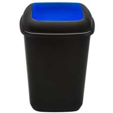 Cos plastic pentru gunoi, colectare selectiva, negru/albastru, 90L, Quatro Plafor