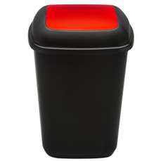 Cos plastic pentru gunoi, colectare selectiva, negru/rosu, 90L, Quatro Plafor