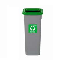 Cos plastic pentru gunoi, colectare selectiva, gri/verde, 53L, Fit Plafor