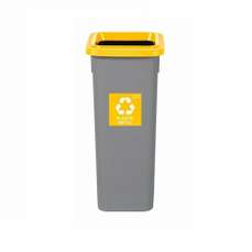 Cos plastic pentru gunoi, colectare selectiva, gri/galben, 53L, Fit Plafor