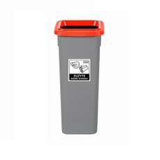 Cos plastic pentru gunoi, colectare selectiva, gri/rosu, 53L, Fit Plafor