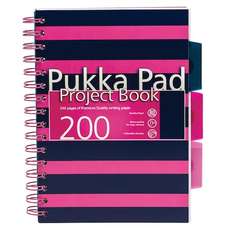 Caiet cu spira A5, 100file, matematica, 3 separatoare, coperta roz, Project Book Navy PUKKA PAD