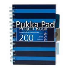 Caiet cu spira A5, 100file, matematica, 3 separatoare, coperta albastra, Project Book Navy PUKKA PAD