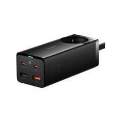 Statie de incarcare, 2xUSB-C, USB, AC, 65W, negru, GaN3 Pro Desktop Powerstrip Baseus