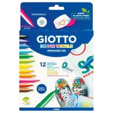 Permanent marker pentru textile 12culori/set, GT-049490000, GIOTTO Decor Textile