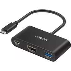Hub USB-C cu USB, USB-C, HDMI 4k, Power Delivery 100W, PowerExpand 3 in 1 Anker
