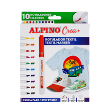 Permanent marker pentru textile 10culori/set, MS-AR010132, ALPINO Crea
