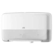 Dispenser dublu din plastic alb pentru hartie igienica mini jumbo, Tork 555500