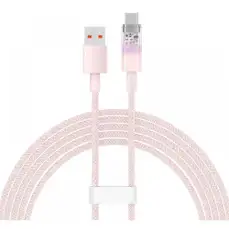 Cablu de date USB / USB-C, 100W, 6A, 2m, incarcare rapida, roz, Explorer Baseus