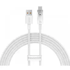 Cablu de date USB / USB-C, 100W, 6A, 1m, incarcare rapida, alb, Explorer Baseus