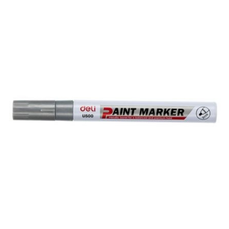 Permanent marker cu vopsea acrilica, argintiu, varf 2,0 mm, U500 Deli
