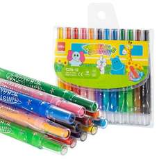 Creioane colorate cerate retractabile, 12culori/set, Deli - DLEC216-12