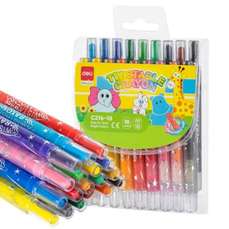 Creioane colorate cerate retractabile, 18culori/set, Deli - DLEC216-18