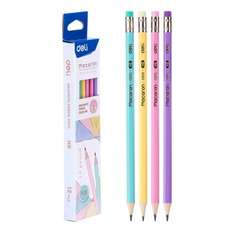 Creion cu guma, HB, 12buc/set, Macarons Deli - DLEC025HB