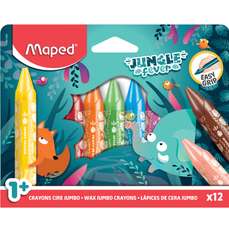 Creioane colorate cerate, 12culori/set, Jungle Fever Jumbo Maped