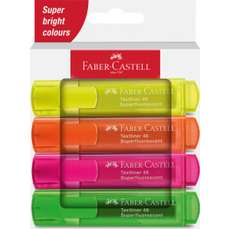 Textmarker 4 culori superfluorescente/set (galben, roz, portocaliu, verde), 1546 , FC254644 Faber Ca