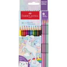 Creioane colorate 10culori + 3 culori pastel/set, Unicorni, Faber Castell- FC111219