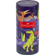 Carioca 20 culori/set, dinozauri, cutie metalica, Connector Faber Castell- FC155546
