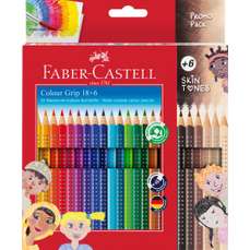 Creioane colorate 18 culori + 6 culori tonurile pielii/set, Grip 2001, Faber Castell- FC112819