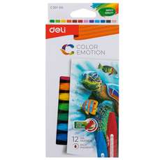 Creioane colorate cerate pe baza de ulei, 12culori/set, DLEC20100 Emotion Deli