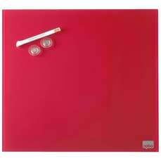 Whiteboard magnetic sticla + accesorii, 45cm x 45cm, rosu, Nobo