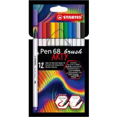 Carioca 12 culori/set, varf tip pensula, Brush Pen 68 Stabilo SW568122120