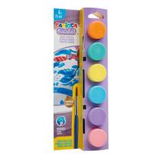 Acuarele pe baza de apa, 6 culori pastel x 25ml, pensula, Carioca