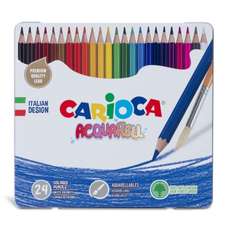 Creioane colorate 24culori/set, cutie metal, Aquarell Carioca