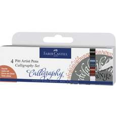 Set caligrafic, 4 culori/set, Pitt Artist Pen Caligrafic Faber Castell, FC167504