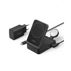 Incarcator wireless magnetic, 15W, pliabil, cablu USB-C inclus, negru, MagGo 3 in 1 Anker