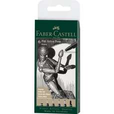 Set desen si caligrafie, 6 piese/set, negru, Pitt Artist Pen Faber Castell, FC167154
