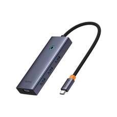 Hub USB-C cu 4xUSB 3.0, HDMI4K@60Hz, 1xPD, 100W, gri, UltraJoy 6 in 1 Baseus