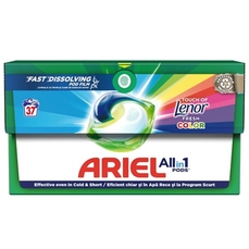 Detergent capsule gel pentru tesaturi, 37buc/cutie, All in 1 Color Touch of Lenor Ariel