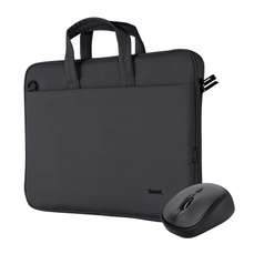 Set geanta laptop 16" si mouse optic, wireless, negru, Bologna Trust
