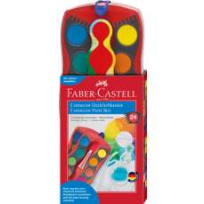 Acuarele pe baza de apa, 24 culori, rosu, Connector Faber Castell-FC125031