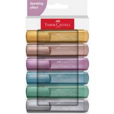 Textmarker 6 culori metalizate/set (auriu, argintiu, rose, rubiniu,verde,albastru), 2024 Faber Caste