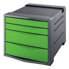Suport plastic cu 4 sertare pentru documente, verde, Vivida Esselte